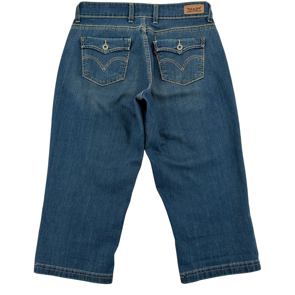 Levis Denim Capri Jeans Medium Wash Double Button Flap Pockets Durable Women 10